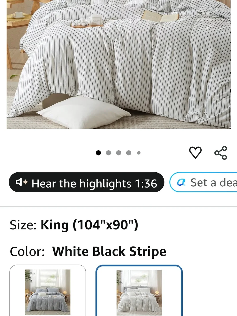Striped Duvet Cover Set 100% Jersey Knit Cotton King Size